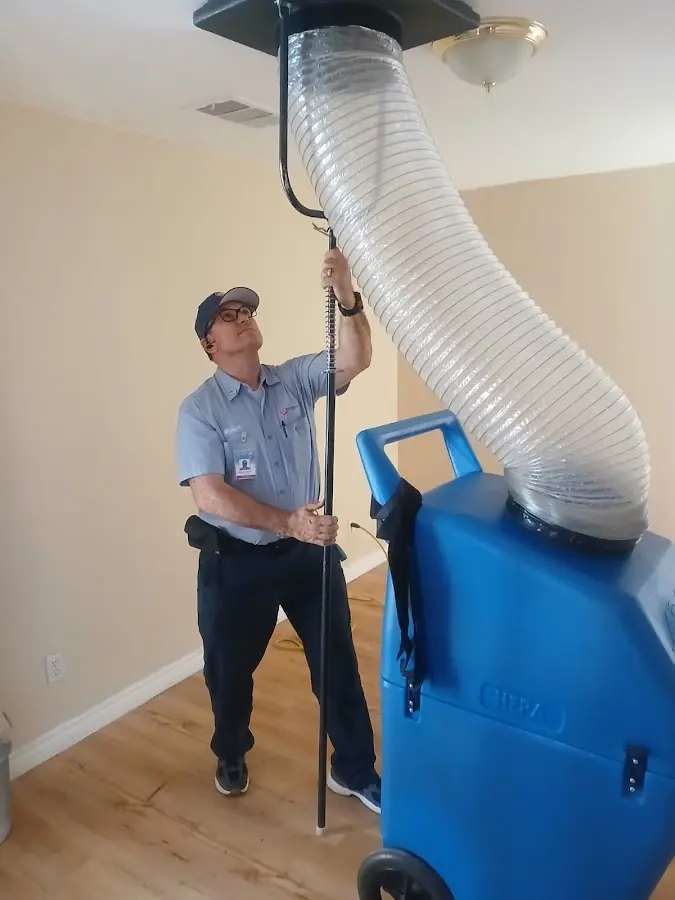 Mini Split Installation technician using HEPA equipment in Alpharetta